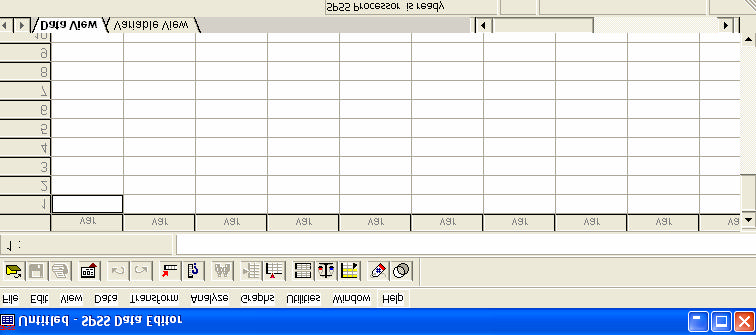 Figure 3 Dans la partie supérieure de l éditeur de données nous avons, comme dans Word et Excel, des menus déroulants : File: (TP1) Edit: (TP1) View: (TP1) Data: (TP1) Transform: (TP3) Analyze: (TP5