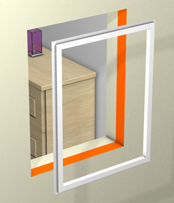 Figure C6 : Plan de pose, mise en œuvre de la fenêtre en tableau Le plan de mise en œuvre doit être une surface plane.