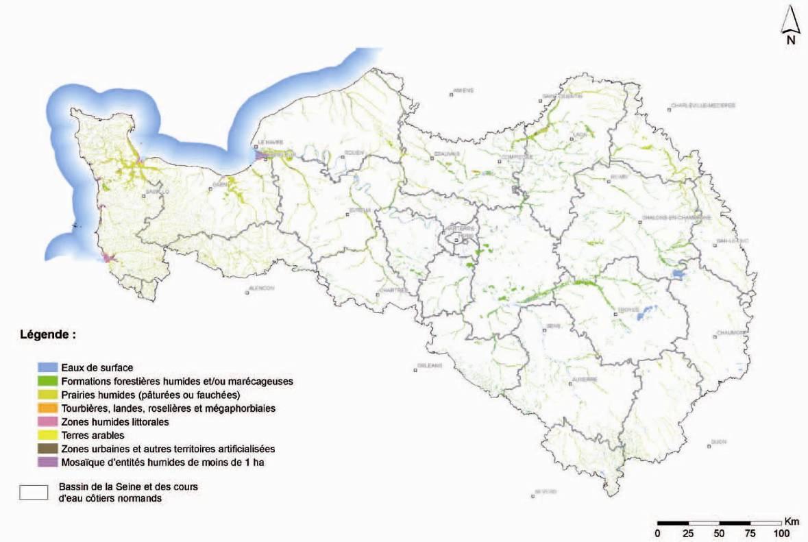 Révision du SDC 10. Prise en compte du SDAGE Seine-Nomandie. Figure 8 Zones à dominante humide. D après le SDAGE 2010-2015 carte 13 page 89 disposition 80 2.4.