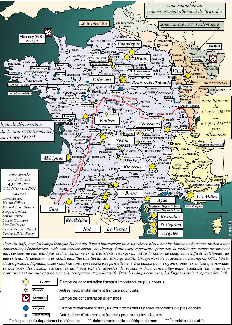 Annexe 1 : Carte de la France des camps durant la Seconde Guerre