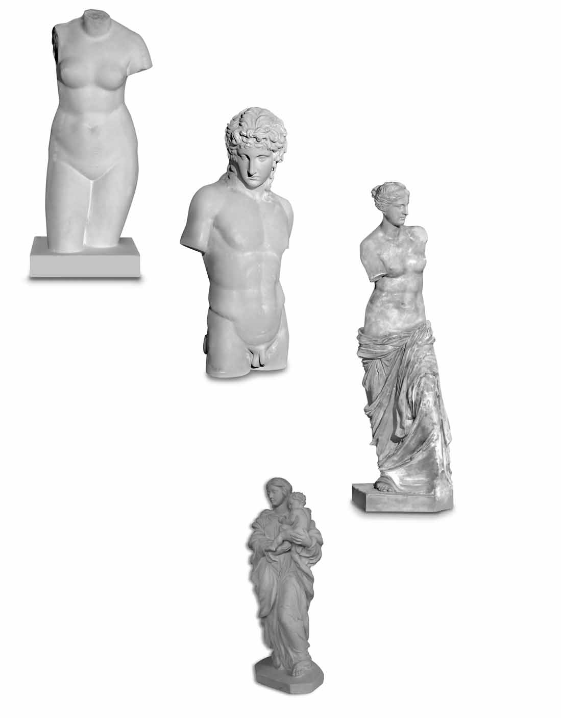 Statues,Torses & Bustes STP 300 Aphrodite Type : torse en plâtre 780 x 320 x 260 mm STP 1020 Amour attribué à Praxitèle Type : torse en plâtre 850 x 460 x 250 mm STP 1044 Aphrodite Vénus de Milo Type