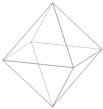 Figure de répulsion qui correspond à 2 pyramides à basez carrée collés par la base figure géométrique à huit faces ( un octaèdre) A partir de là la construction de l' anion hexachlorophosphore
