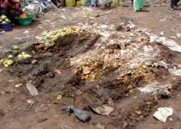 L assainissement du marché de Diaobé : remblaiement de la place «syndicat», réhabilitation du canal d évacuation des eaux de pluie et mise en place de bacs à ordures pour améliorer l hygiène et la
