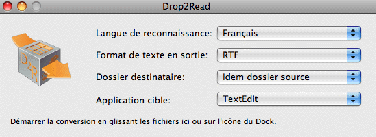 Readiris TM Pro 12 Guide Utilisateur CHAPITRE 4 UTILISATION DE DROP2READ Drop2Read est un utilitaire simple mais néanmoins efficace qui permet la reconnaissance instantanée des documents, sans que