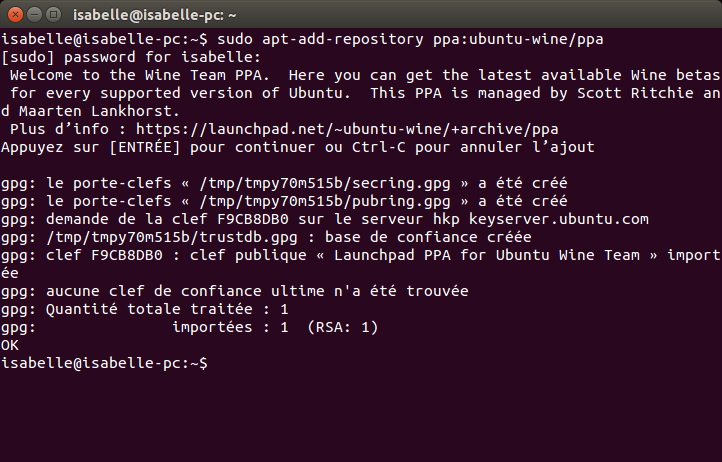 116 Premiers pas avec Ubuntu 14.04 Fig. 6.4 : Le Terminal montrant l installation du PPA Wine. Fig. 6.5 : La boîte de dialogue du CLUF des polices Microsoft de base ouverte dans le Terminal.