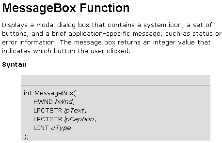 La fonction MessageBox sert généralement à afficher un petit message à l'utilisateur comme pour l'informer du succès ou de l'échec d'une opération par exemple ou pour demander une action à effectuer