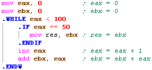 Autre exemple : une boucle contenant l instruction.if L extrait suivant fait la somme des 100 premiers nombre entiers au moyen de la directive.