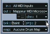 enregistrement). Cliquez ici pour régler le canal MIDI.