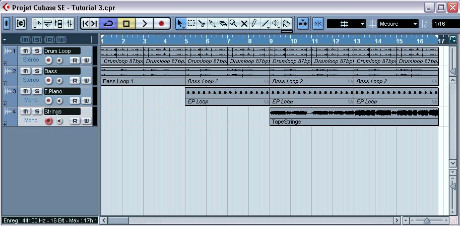 Ce projet ne contenant aucune piste MIDI, nous ne mixerons que de l audio au cours de cette leçon. Si des pistes MIDI sont inclues dans un projet, celles-ci apparaîtront également sur la Console.