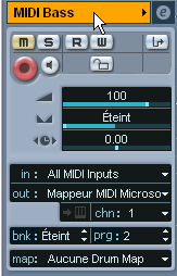 Routage 1. Retournez dans la fenêtre Projet et sélectionnez la piste MIDI Bass en cliquant dans la liste des pistes.