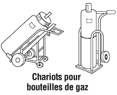 retenue par une chaine métallique (voir les images). Il existe différents types de chariot pour le transport de bouteilles de gaz comprimé.