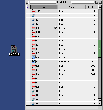 Le logiciel affiche selon une hiérarchie différente de la version PC l arborescence de la calculatrice.