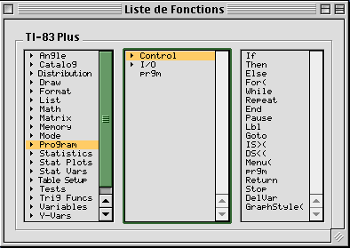 L icône noté «fx» permet d accéder par ouverture d une fenêtre à l ensemble des fonctions de la calculatrice.