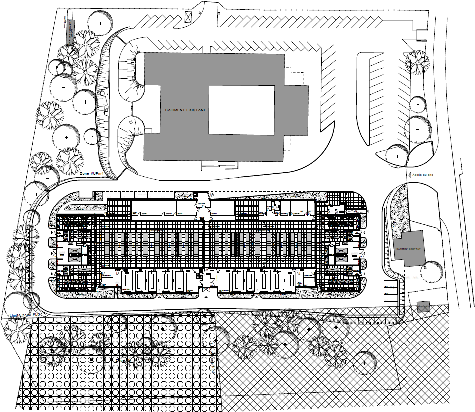 2. Projet architectural Le data center se situe à côté des bureaux existants d