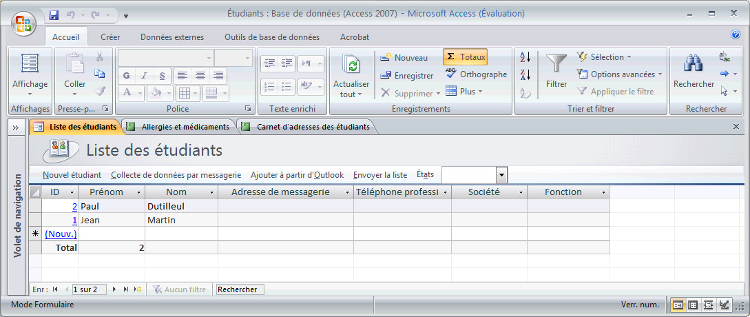 LA NOUVELLE INTERFACE D ACCESS La nouvelle interface de la version 2007 d Office Microsoft Access apparait d emblée lorsque vous avez démarré Access et ouvert une base de données.