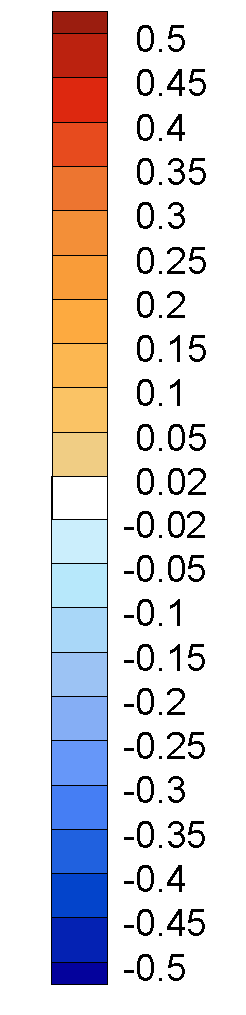 Différence de vitesse (m/s) Cartes des impacts à grande échelle BM + 2h50 Flot (PM 4 h) 0.15 0.12 0.09 0.06 0.02-0.02-0.06-0.09-0.12-0.