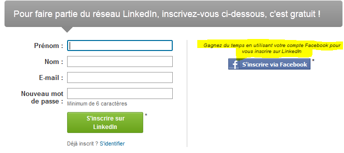 Créer un compte LinkedIn 1/ créer son compte Pour s inscrire, il suffit de se connecter sur www.linkedin.com et de remplir les champs requis.