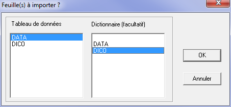 Premiers pas avec SES-Pegase 12 Importer les données et le dictionnaire par le menu Fichier Importer Il est possible d importer la feuille DATA et la feuille DICO sans ouvrir le fichier avec le