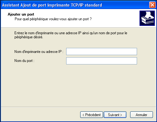 WINDOWS 26 5 Windows XP/Server 2003 : Sélectionnez Standard TCP/IP Port dans Types de ports disponibles et cliquez sur Ajouter un port.