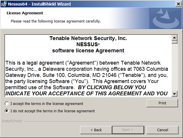 Questions concernant l'installation Au cours de l'installation, Nessus invite l'utilisateur à fournir