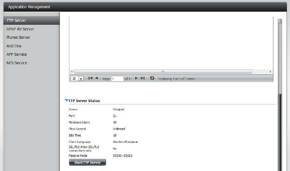 Cliquez sur la lèche bleue en regard de l'état du serveur FTP pour faire apparaître les détails correspondants.