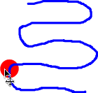 9. Testez le limiteur. Lorsque vous cliquez sur le cercle rouge, ce dernier saute sur la ligne bleue. À présent, le cercle peut être déplacé uniquement le long de la ligne.