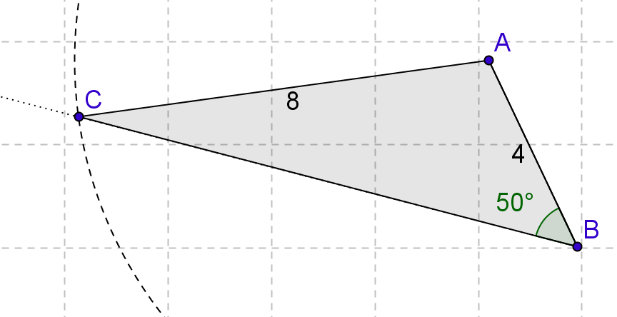 3. On se donne 1 longueur et 2 angles. Dans ce cas, selon les valeurs des angles il peut y avoir un triangle ou pas.