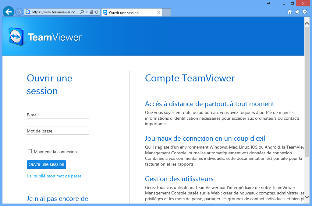 Ordinateurs & contacts Gestion des contacts Créer un compte TeamViewer via le site Web. Conseil: vous pouvez aussi créer un compte TeamViewer sur notre site Web.