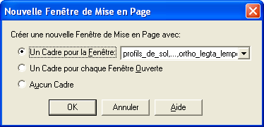 MapInfo_F01 - Création d une mise en page Allez dans le menu Fenêtre> Mise en page pour créer une nouvelle fenêtre de mise en page : Cochez une des trois options et la fenêtre mise en page apparaîtra.