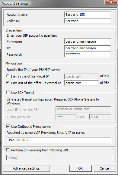 Serveur IceWarp - Guide de configuration de la VoIP 11 En activant "New", on peut entrer la configuration du compte : Ici, nous