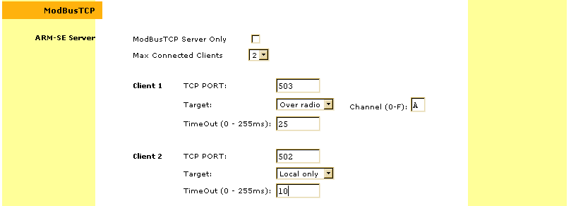 En mode Passerelle ModBusTCP/MODBUS RTU le modem continue à émettre en radio les trames reçues sur son port Ethernet (voir 4.3.4 Serveur Distant).
