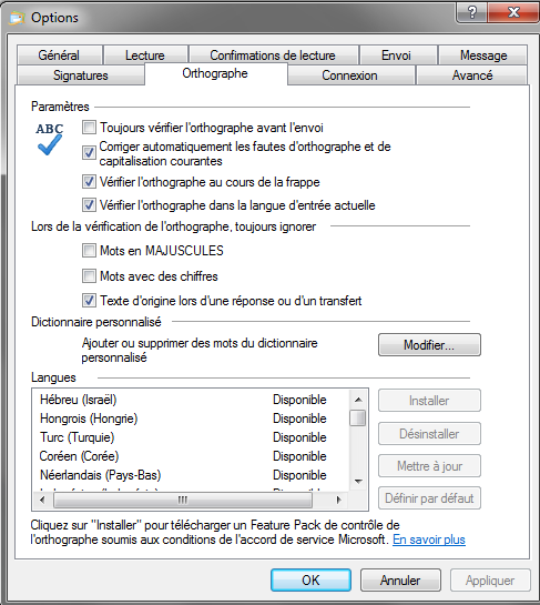 Vérifier l'orthographe des messages avec Windows Live Mail Windows Live Mail dispose d'un correcteur orthographique intégré.