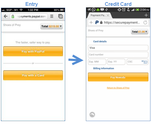 Personnalisation de votre page de paiement PayPal Le flux de paiement optimisé pour les appareils mobiles Les Figure 3.11, Flux de paiement mobile pour un paiement PayPal et Figure 3.