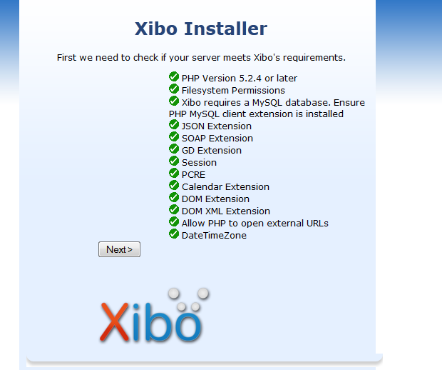 Depuis votre pc, ouvrez firefox, et saisissez dans la barre d adresse, l adresse ip de votre serveur XiBO, suivi de /xibo, comme ceci : Vous arriverez ainsi sur la page de votre serveur