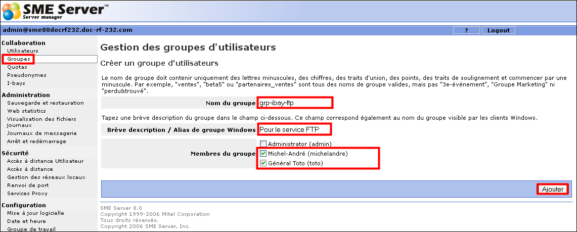 SME-8.0 & Serveur FTP III- Configuration Référence: http://wiki.contribs.org/ftp_access_to_ibays 1.