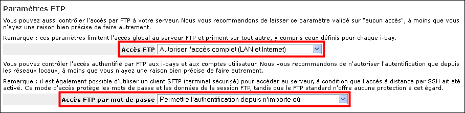 SME-8.0 & Serveur FTP IV- Vérification 1. Accès au service FTP On s'assure que l'accès au service FTP est autorisé.