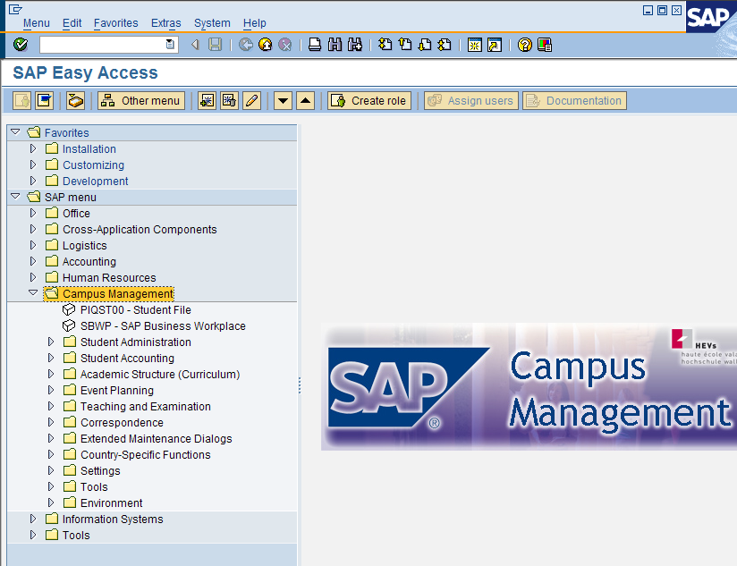 Dans la liste des fonctions, mettez leur statut à On. Puis cliquez sur l icône en haut à gauche pour activer le SAP Campus Management.