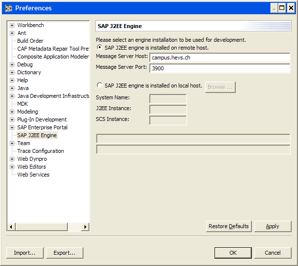 6.7 SAP NetWeaver Developer Studio 6.7.1 Introduction Pour déployer et exécuter les applications WebDynpro sur la plate-forme NetWeaver, les paramètres de configuration doivent être définis dans l environnement de développement.
