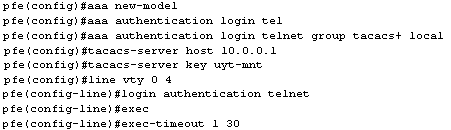 Chapitre3 : Politique de sécurité Configuration du routeur : Les commandes suivant est pour configurer un client Tacacs (le routeur) Pour fonctionner, le service AAA doit être activé sur le routeur