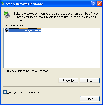 Un message indiquant que le disque USB peut être retiré en toute sécurité s'affiche.