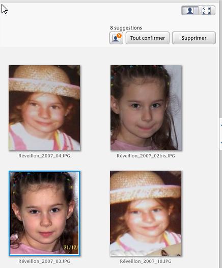 Le marquage des photos miniature en zoom sur le visage personnes CHOIX DE L AFFICHAGE DES PERSONNES Pour chaque album de personnes, 2 boutons mode