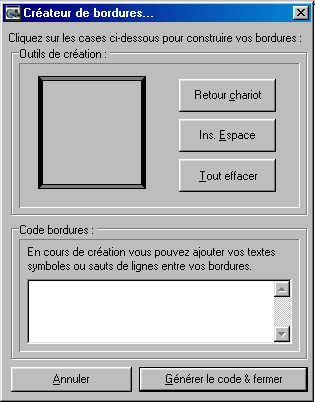 8 ) Les bordures L'art de "faire" les bordures dans un fichier Batch est très apprécié des connaisseurs et des novices : quoi de plus esthétique d'encadrer un texte de cette facon : Pour cela, MS-DOS