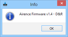 zip) Flash du Firmware du périphérique - Lancez l application Airence Firmware updatetool. - Sélectionnez le firmware (*.hex) de l'archive zip extraite téléchargée à partir du site Web.