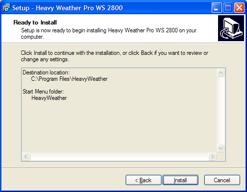 Localisez sur votre PC l endroit d installation du fichier d application Heavy Weather Pro précédemment installé.. Ce fichier se nomme setup_hw_wv5.exe. Double cliquez sur le fichier en extension.