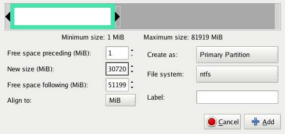 C. Création des nouvelles partitions Les tailles des partitions peuvent varier en fonction de la taille total du disque dur.