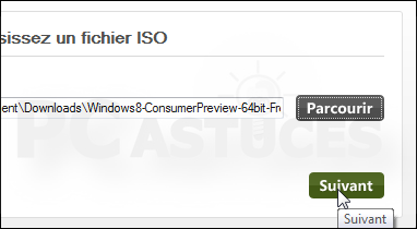 4. Sélectionnez le fichier ISO du DVD de Windows 8 que vous avez téléchargé et cliquez sur Ouvrir. 5.