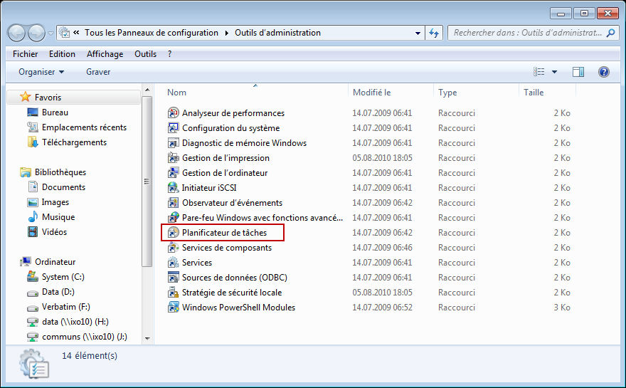 Création d une tâche Windows Windows 7 Sélectionnez le menu «Démarrer - Panneau de configuration -