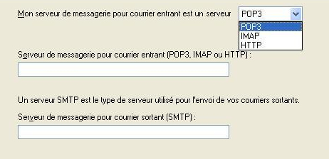 10 Sélectionnez le type de serveur entrant: IMAP ou POP3
