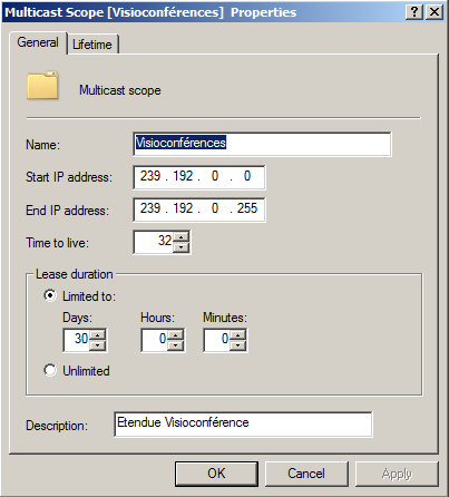 En multicast la plage d adresses privées est définie dans la RFC 2365 et correspond aux adresses 239.192.0.0/14.