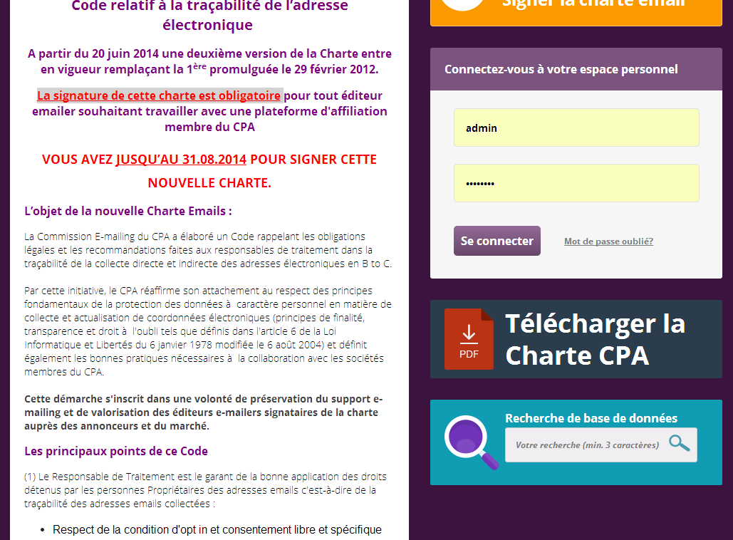 LA NOUVELLE CHARTE EMAILS : LE LANCEMENT UNE INTERFACE WEB Une Signature Electronique Une Co-participation
